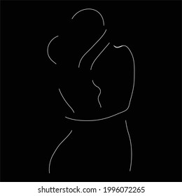 couple hug simple line illustration