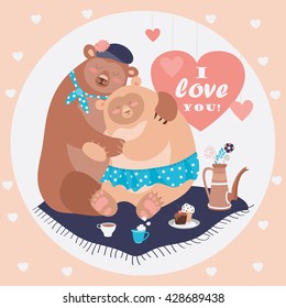 Couple of hugging bears