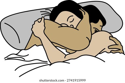 couple hugging in bed