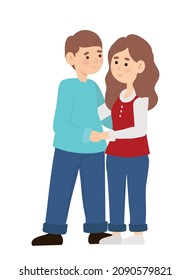 couple hugging cartoon, isolated vector