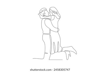 Couple hugging. Dia dos namorados concept one-line drawing