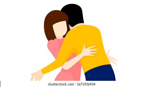 A couple hugging each other on white background, illustration, vector