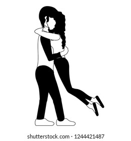 Couple hugging each other. Valentine day. Vector illustration design
