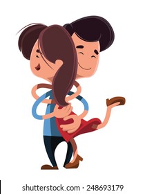 Couple hugging each other vector illustration cartoon character