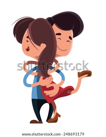 Couple hugging each other vector illustration cartoon character