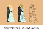 a couple hugging each other wedding photograph illustration