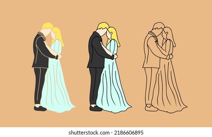 una pareja abrazándose entre sí ilustración de una boda