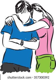 couple hugging illustration