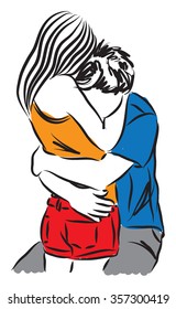 couple hugging illustration