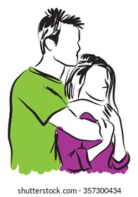 couple hugging illustration (3)