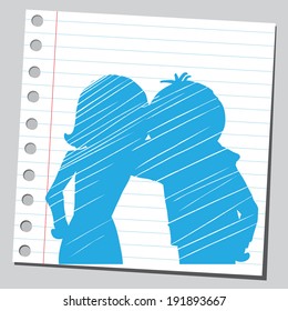 Couple hugging silhouette