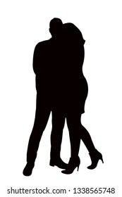 a couple hugging, silhouette vector