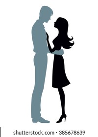 Couple hugging silhouette vector 