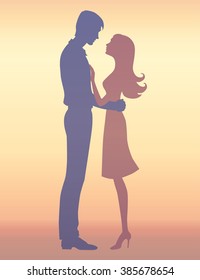 Couple hugging silhouette vector 