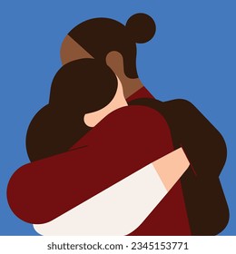 Couple hugging support love minimal vector illustration