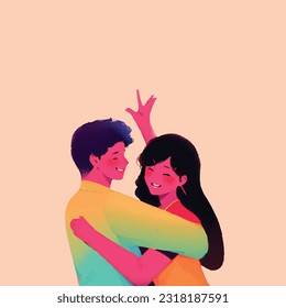 couple hugging, vector illustration, posters, banners, cards, logo