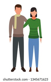 couple hugging wearing winter clothes