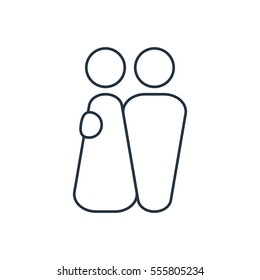 Couple Hugs isolated line icon on white background