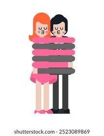 Couple hugs with long arms. Lovers with long arms. Hugs from loved ones. Concept for Valentine's Day