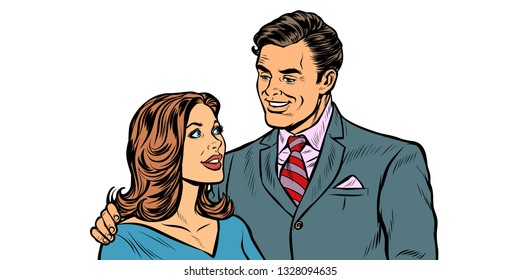 couple husband and wife. Pop art retro vector illustration drawing kitsch vintage