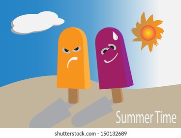 Couple of ice-cream in summer time