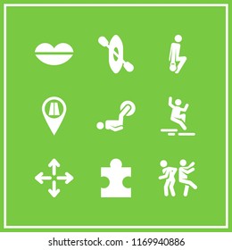 couple icon. 9 couple vector set. seductive, road pin, exercise and move icons for web and design about couple theme