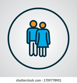 Couple icon colored line symbol. Premium quality isolated lovers element in trendy style.
