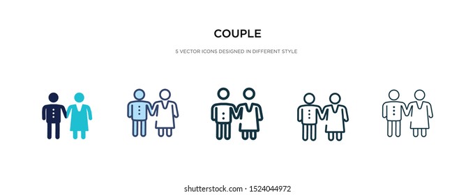 couple icon in different style vector illustration. two colored and black couple vector icons designed in filled, outline, line and stroke style can be used for web, mobile, ui