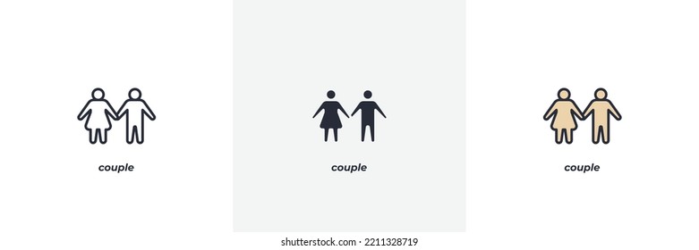 couple icon. Line, solid and filled outline colorful version, outline and filled vector sign. Idea Symbol, logo illustration. Vector graphics