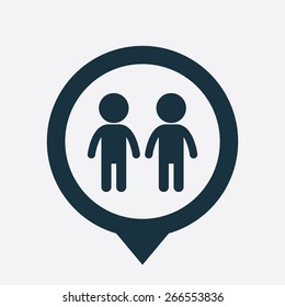couple icon map pin on white background 