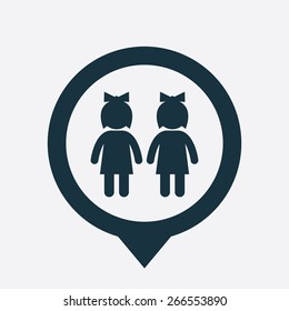 couple icon map pin on white background 