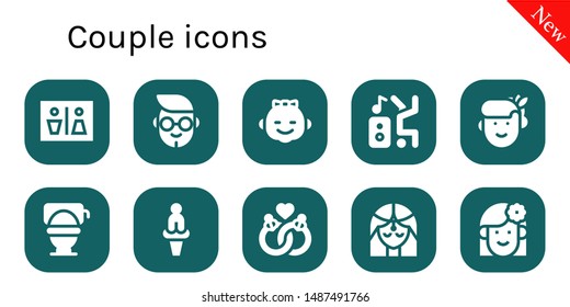 couple icon set. 10 filled couple icons.  Simple modern icons about  - Wc, Boy, Girl, Dancer, Woman, Toilet, Venus, Marriage