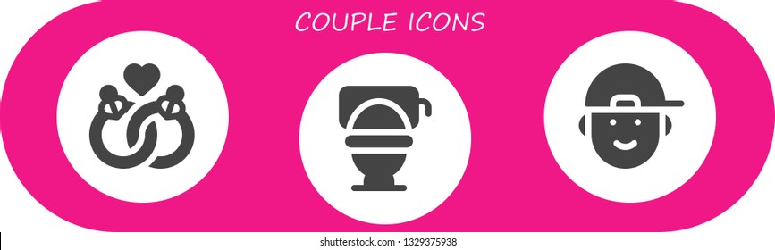 couple icon set. 3 filled couple icons.  Simple modern icons about  - Marriage, Toilet, Boy