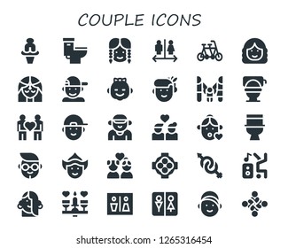  couple icon set. 30 filled couple icons. Simple modern icons about  - Venus, Toilet, Girl, Wc, Tandem, Woman, Boy, Family, Couple, Boyfriend, Hug, Gender, Dancer, Dating