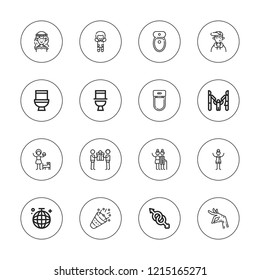 Couple icon set. collection of 16 outline couple icons with boy, couple, dance, gender, family, girl, kindness, party, toilet icons.