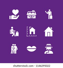 couple icon set with love, seductive and home vector icons for web and graphic design