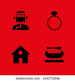 couple icon set. mongolian, engagement ring and home vector icon for graphic design and web