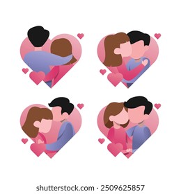 Valentins Paar Ikone Set in verschiedenen Posen