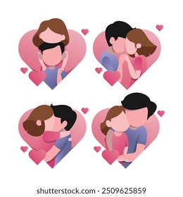 Valentine’s Couple Icon Set in Various Poses