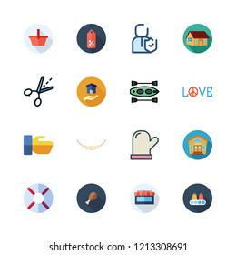 couple icon set. vector set about mitten, hand shake, necklace and upermarket icons set.