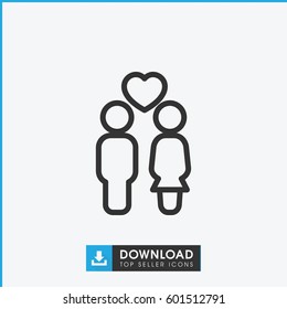 couple icon. simple outline couple vector icon. on white background.