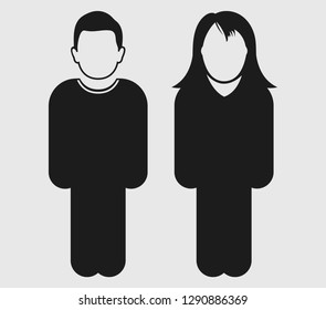 Couple Icon. Standing Male and female symbol on gray background. flat style vector eps.