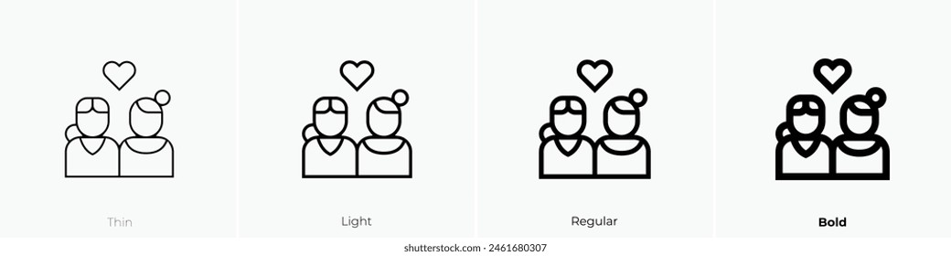 couple icon. Thin, Light Regular And Bold style design isolated on white background