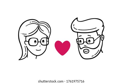 Couple icon in trendy flat style isolated on white background. Black and white persons. In loved people symbol for web site design, logo, app, UI, apparels print.