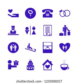 couple icon. couple vector icons set house buying contract, man riding sleigh, house heart and necklace