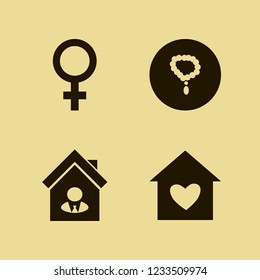 couple icon. couple vector icons set female gender symbol, house seller, house heart and necklace