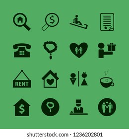 couple icon. couple vector icons set wc, man riding sleigh, hotel reception and necklace