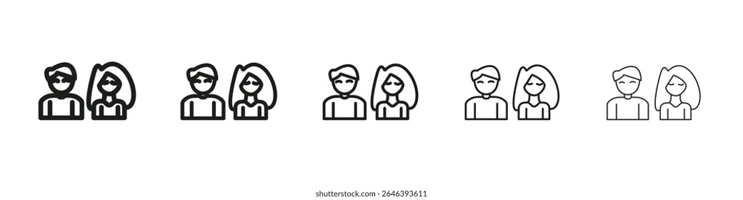 Paar Symbol Vektorkontur Set Illustrationszeichen