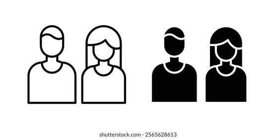 Couple icons in black and white colors