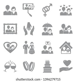 Couple Icons. Gray Flat Design. Vector Illustration.